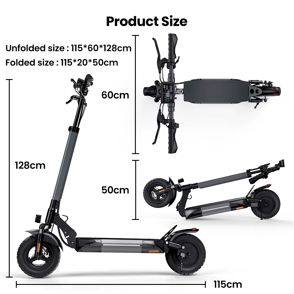 Patinete Eléctrico iScooter W9, 10 Pulgadas, 48V 14Ah, Autonomía 35-45 km, Velocidad Máxima 45 km/h, Neumáticos Off Road, Tracción Trasera, Doble Freno de Disco, EScooter