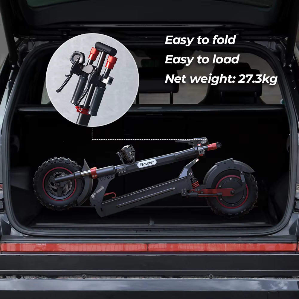 Patinete Eléctrico iScooter iX5s 15Ah 1000W Potente con Neumáticos Neumáticos Antideslizantes Off Road, 65 km de Autonomía y 45 km/h