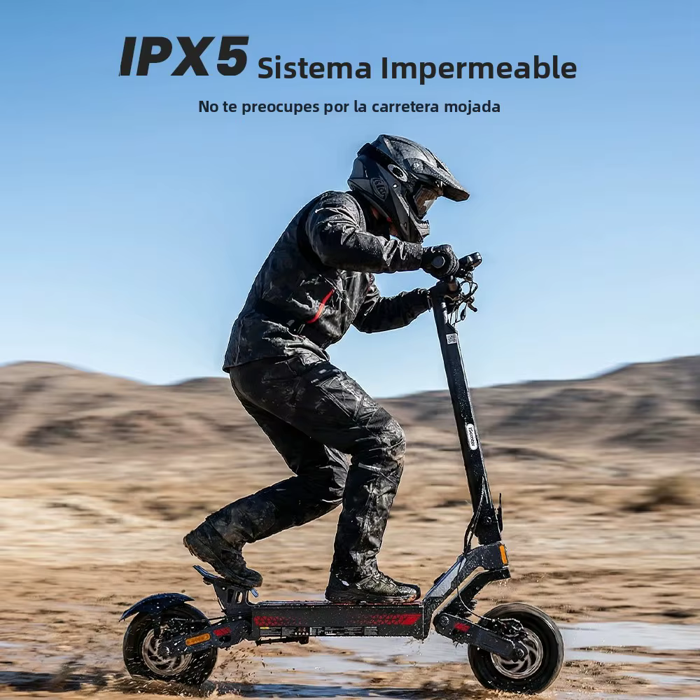Patinete Eléctrico iScooter D1 con Neumático Todoterreno de 10 Pulgadas, Tracción Trasera, para Adultos, 48V 10Ah, 40 km de Autonomía, Control de Cuatro Velocidades, Plegable
