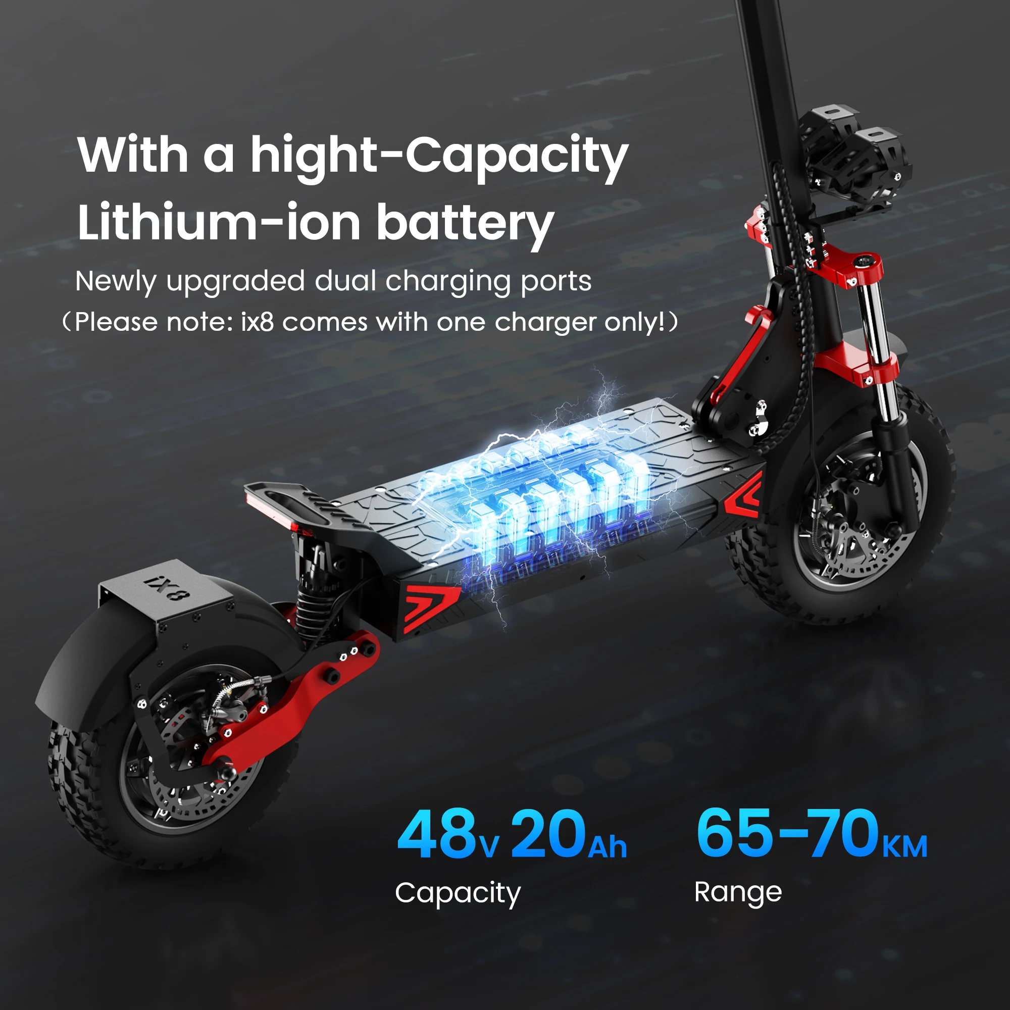 Patinete Eléctrico iScooter iX8 12 Doble Motor 48V 20Ah 70km
