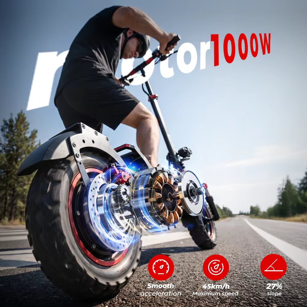 Patinete Eléctrico iScooter IX5S Todoterreno 11 Pulgadas 48V 15Ah 1000W Tracción Trasera Velocidad Máx 45 km/h Autonomía 65 km Plegable