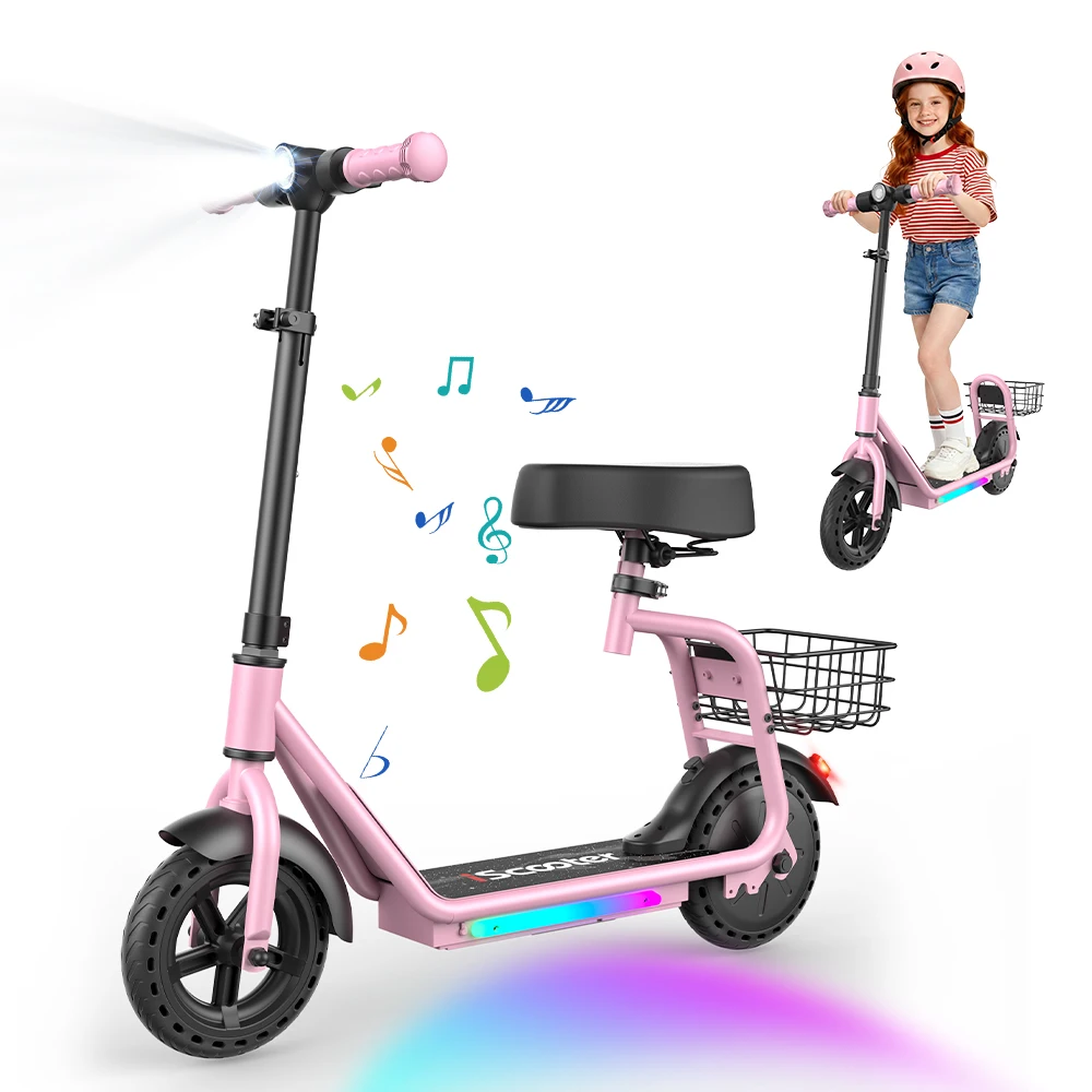 Patinete Eléctrico Infantil IScooter IK7 con Cesta y Asiento