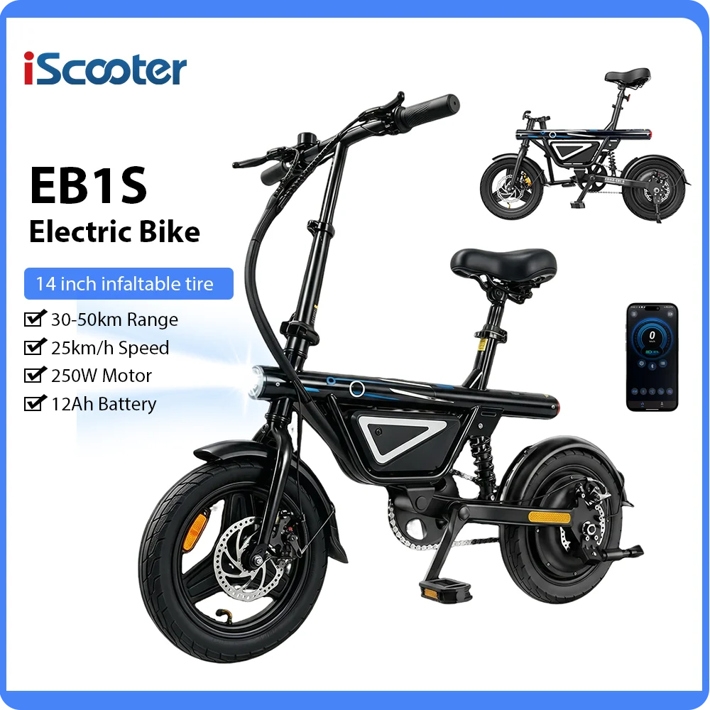 Bicicleta eléctrica plegable iScooter EB1S para adultos