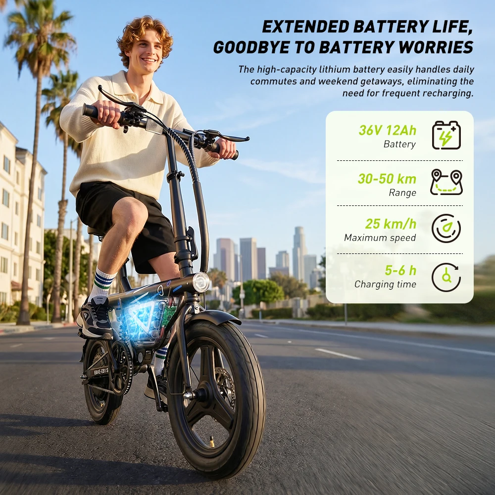 Bicicleta Eléctrica IScooter EB1S 250W Plegable 14
