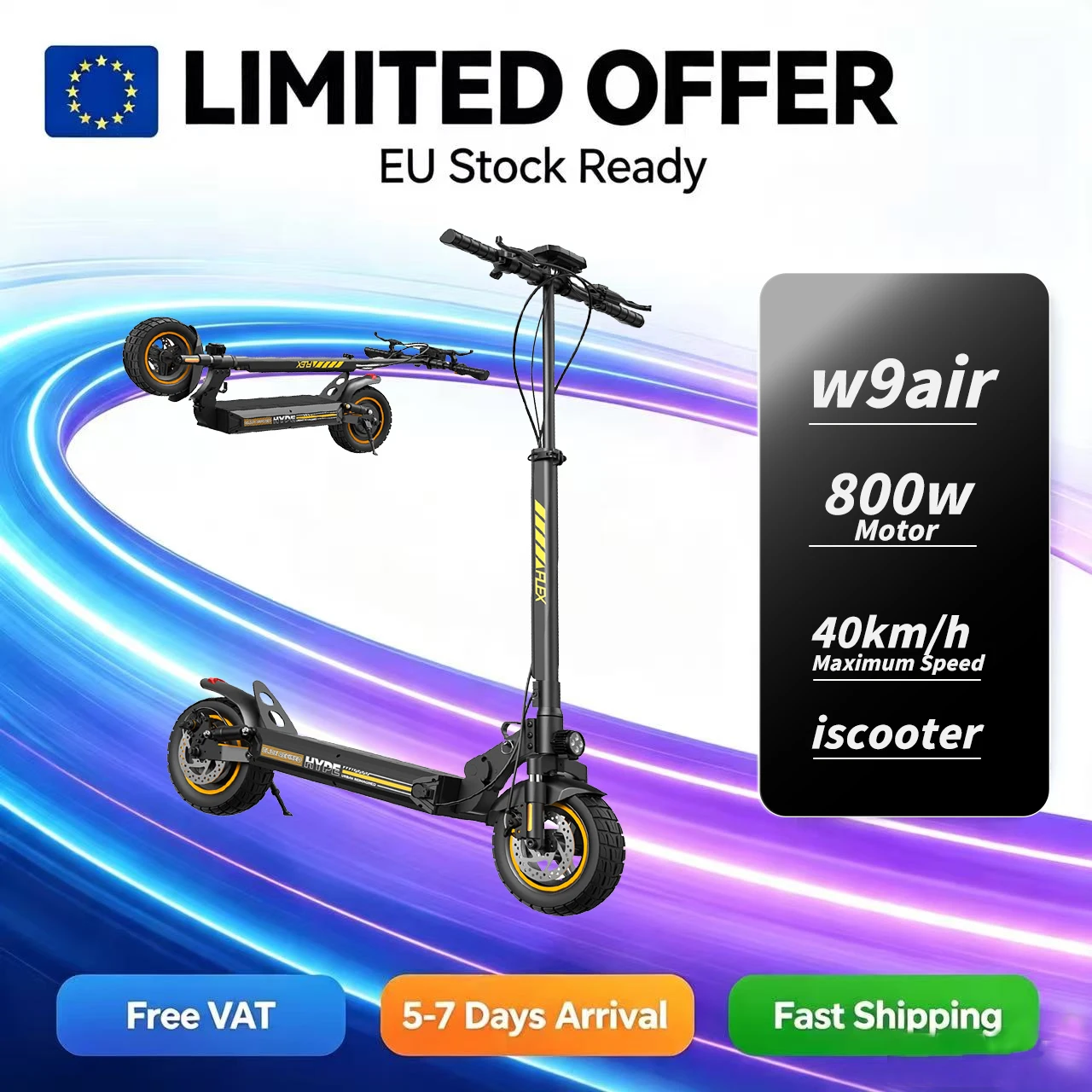 Patinete Eléctrico Iscooter W9-Air 800W 48V 10Ah Todo Terreno