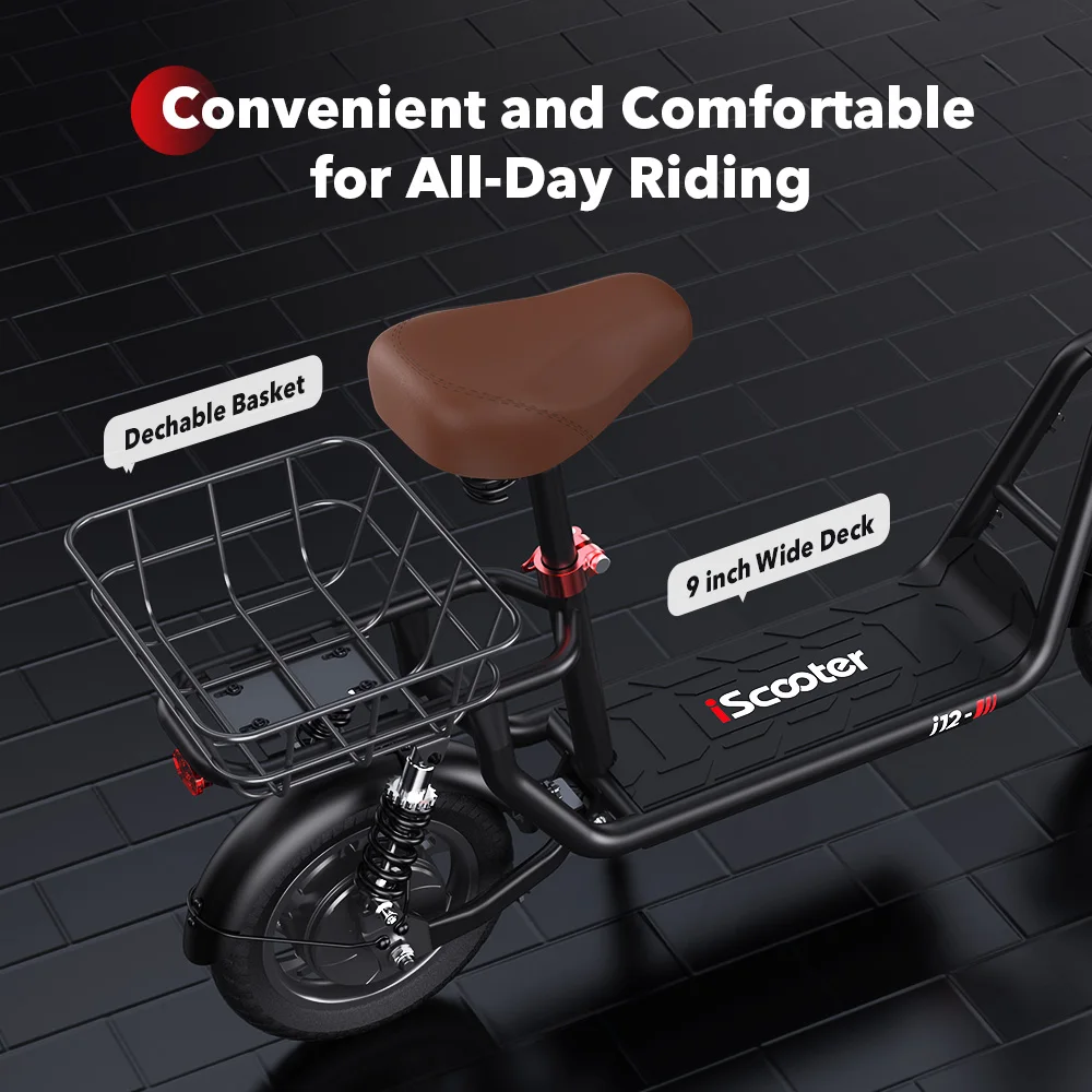 Patinete Eléctrico IScooter I12 500W 35km con Sillín