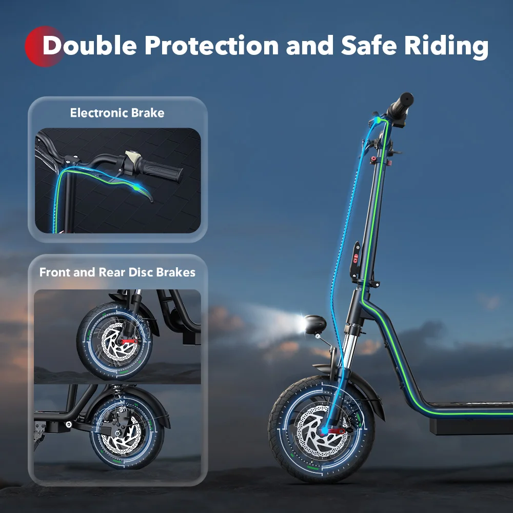 Patinete eléctrico iScooter i12 con asiento y cesta