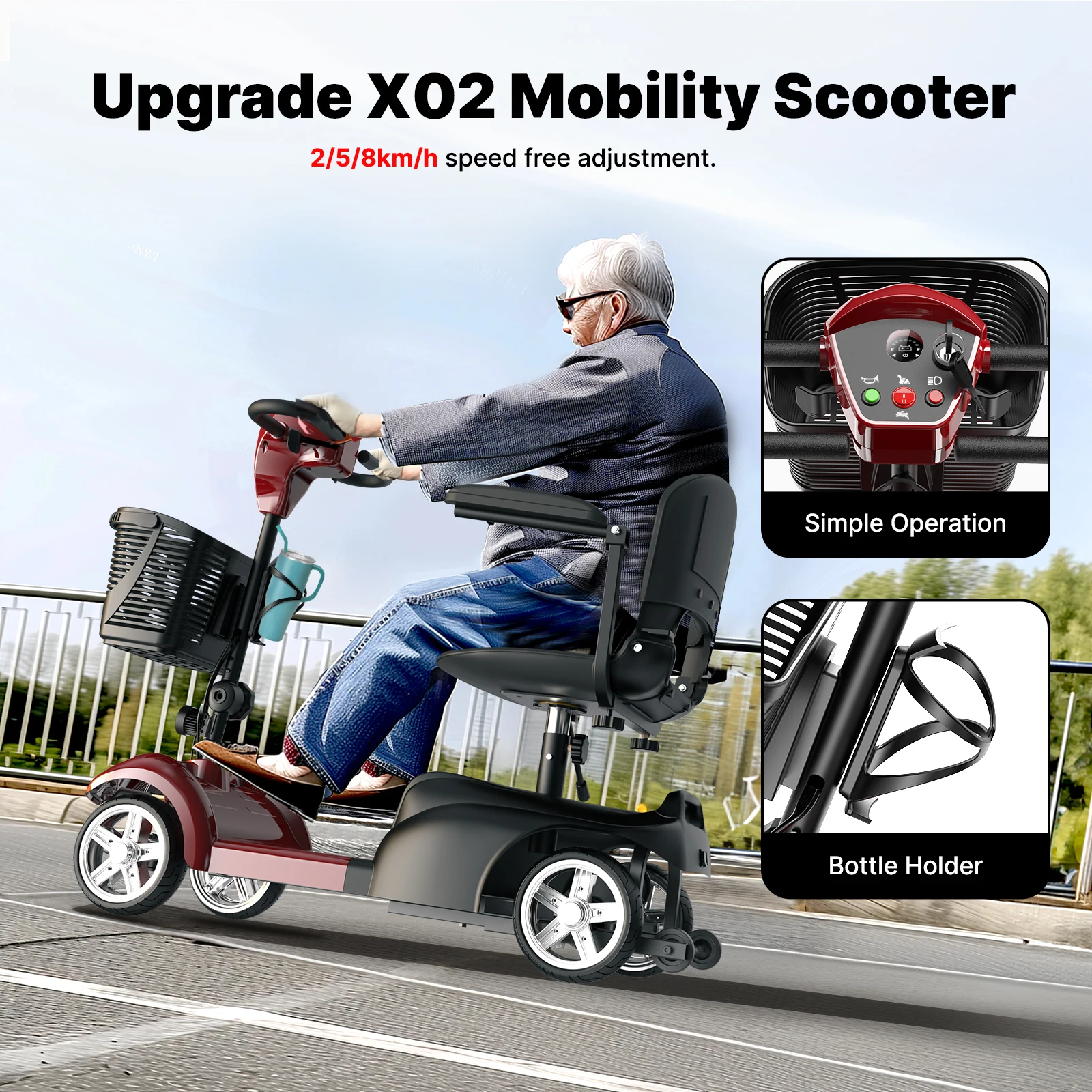 iScooter X02-3: patinete eléctrico 4 ruedas para mayores