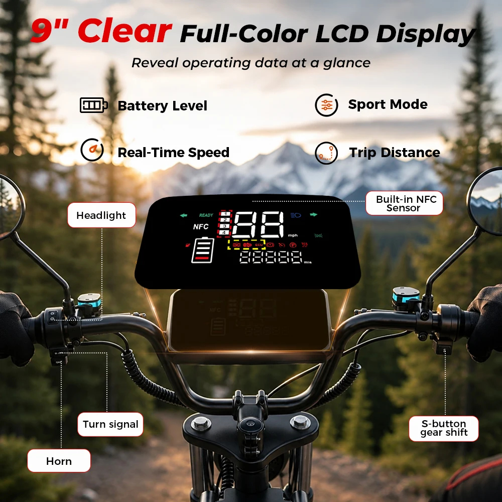 Patinete Eléctrico IScooter DX5 Off-Road para Adultos, Batería de 15.6Ah, Autonomía de Hasta 72KM, Neumático Todoterreno de 15 Pulgadas, Desbloqueo Inteligente NFC, Velocidad 25KM/h, Commuting Urbano 