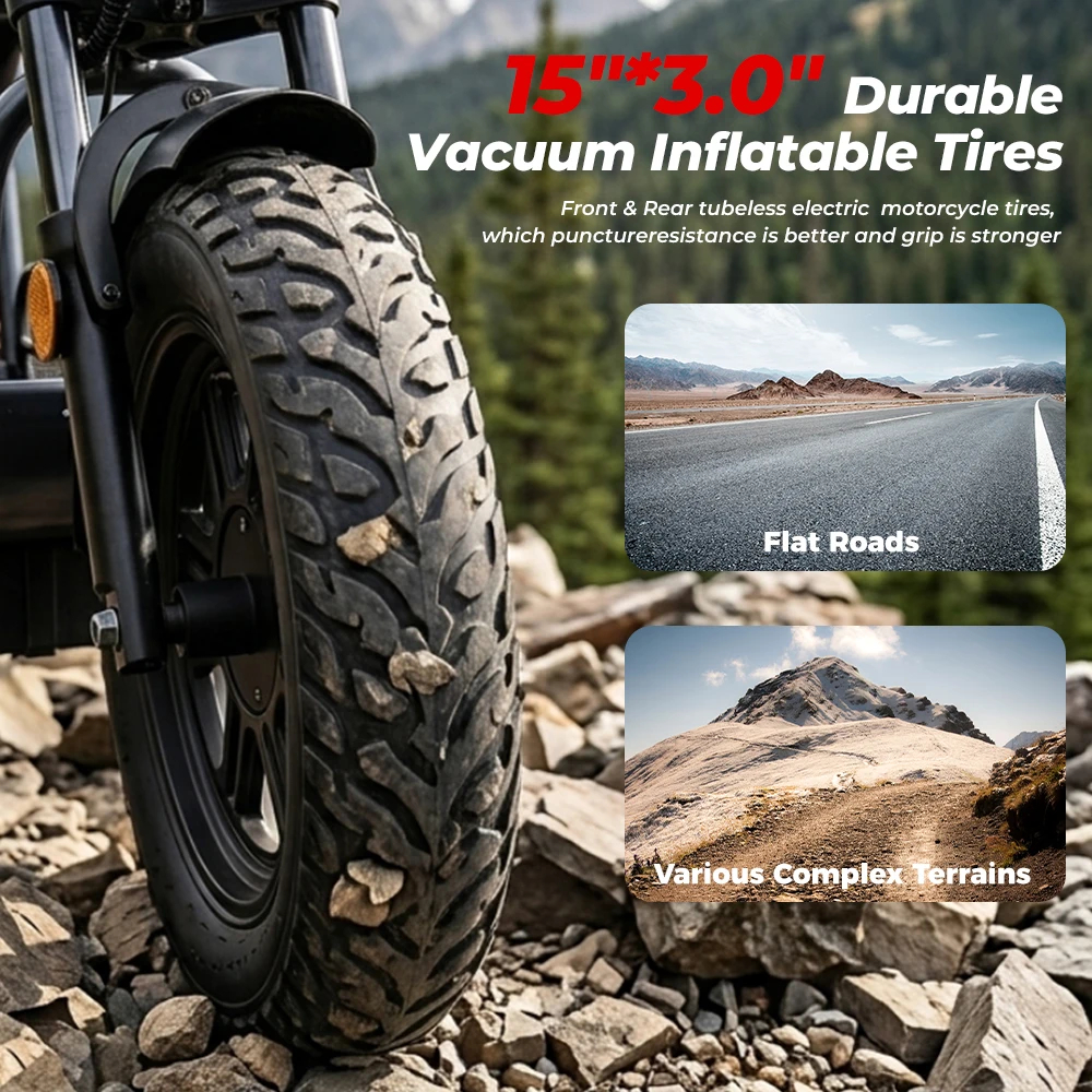 Patinete Eléctrico IScooter DX5 Off-Road para Adultos, Batería de 15.6Ah, Autonomía de Hasta 72KM, Neumático Todoterreno de 15 Pulgadas, Desbloqueo Inteligente NFC, Velocidad 25KM/h, Commuting Urbano 