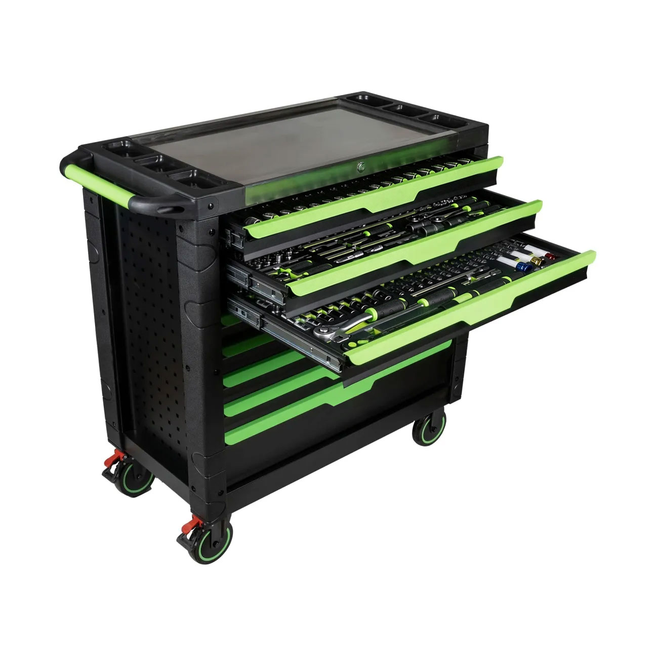 Tool trolley with tools, 8 drawers, 482 pcs, Carbon EVA