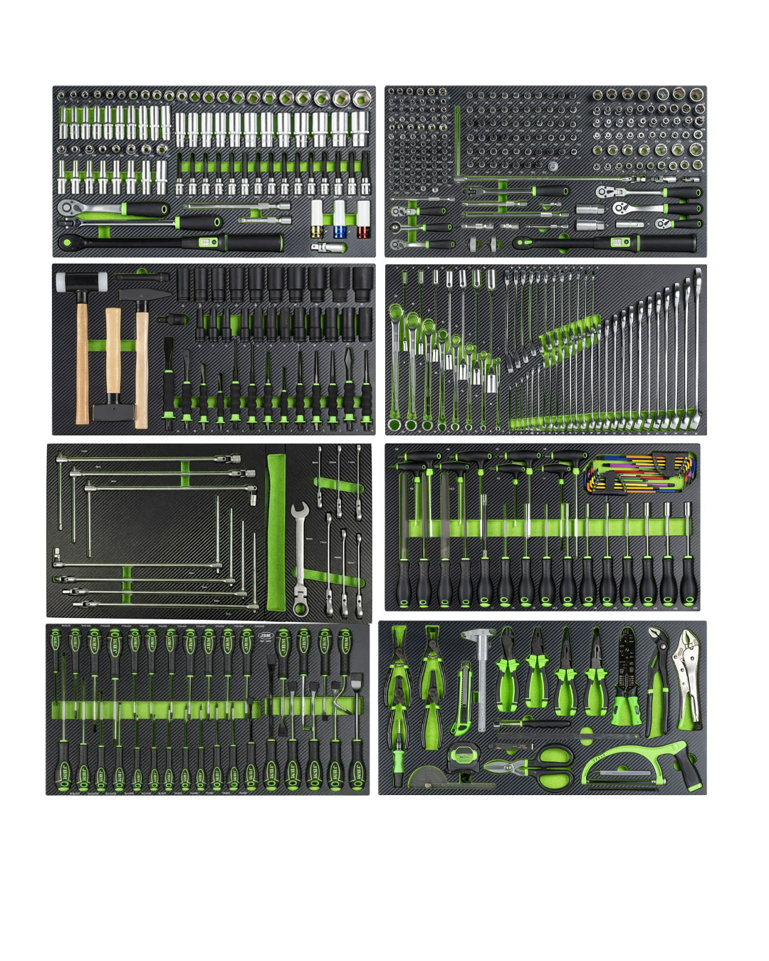 Tool trolley with tools, 8 drawers, 482 pcs, Carbon EVA
