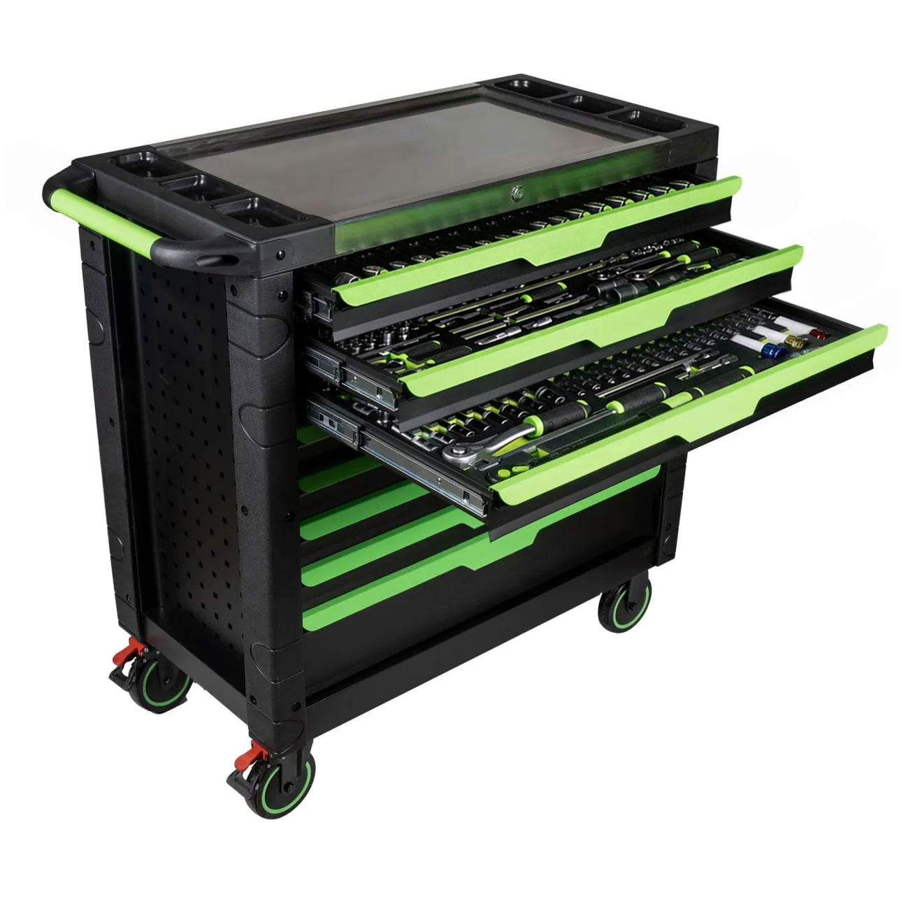Tool trolley with tools, 8 drawers, 482 pcs, Carbon EVA