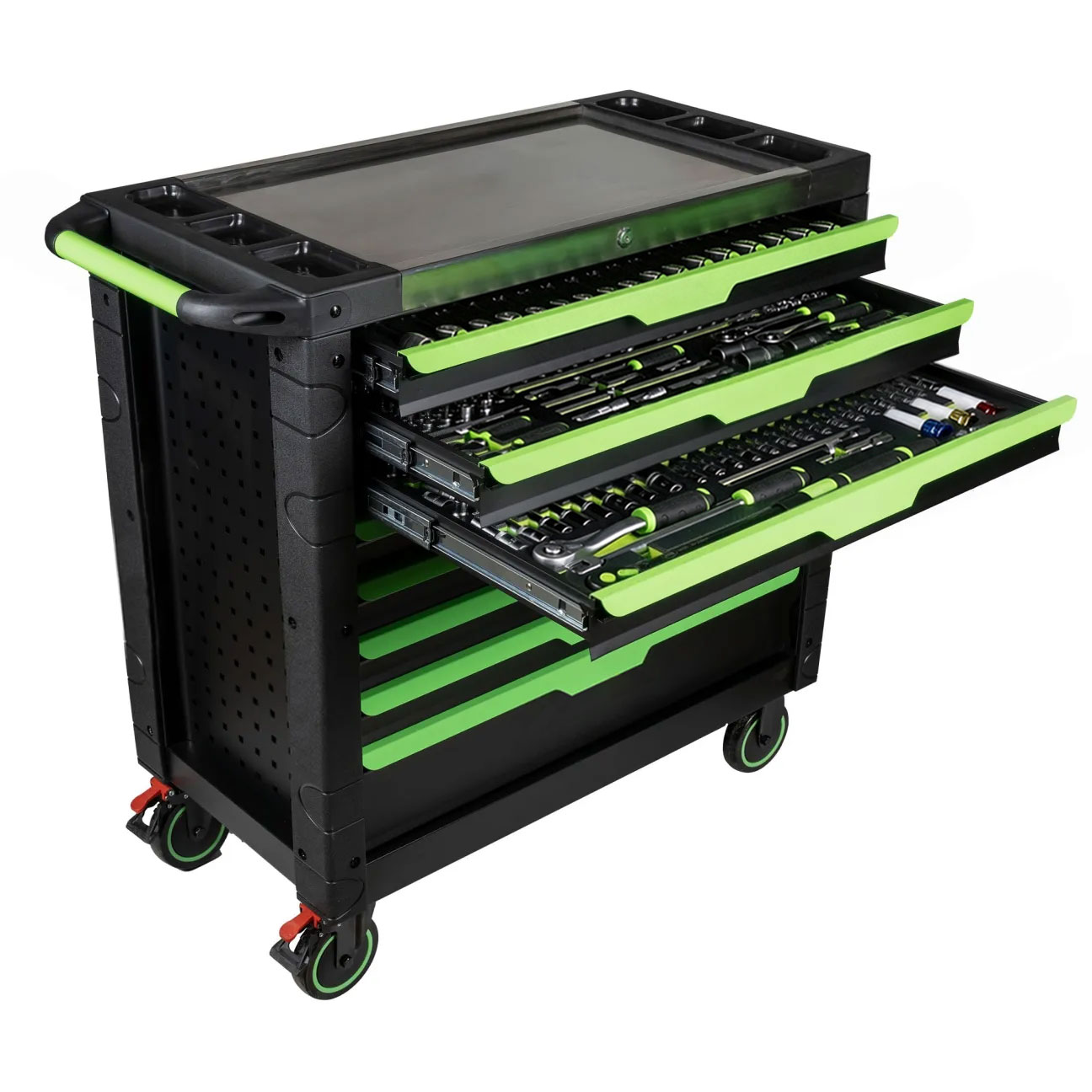 Tool trolley with tools, 8 drawers, 482 pcs, Carbon EVA