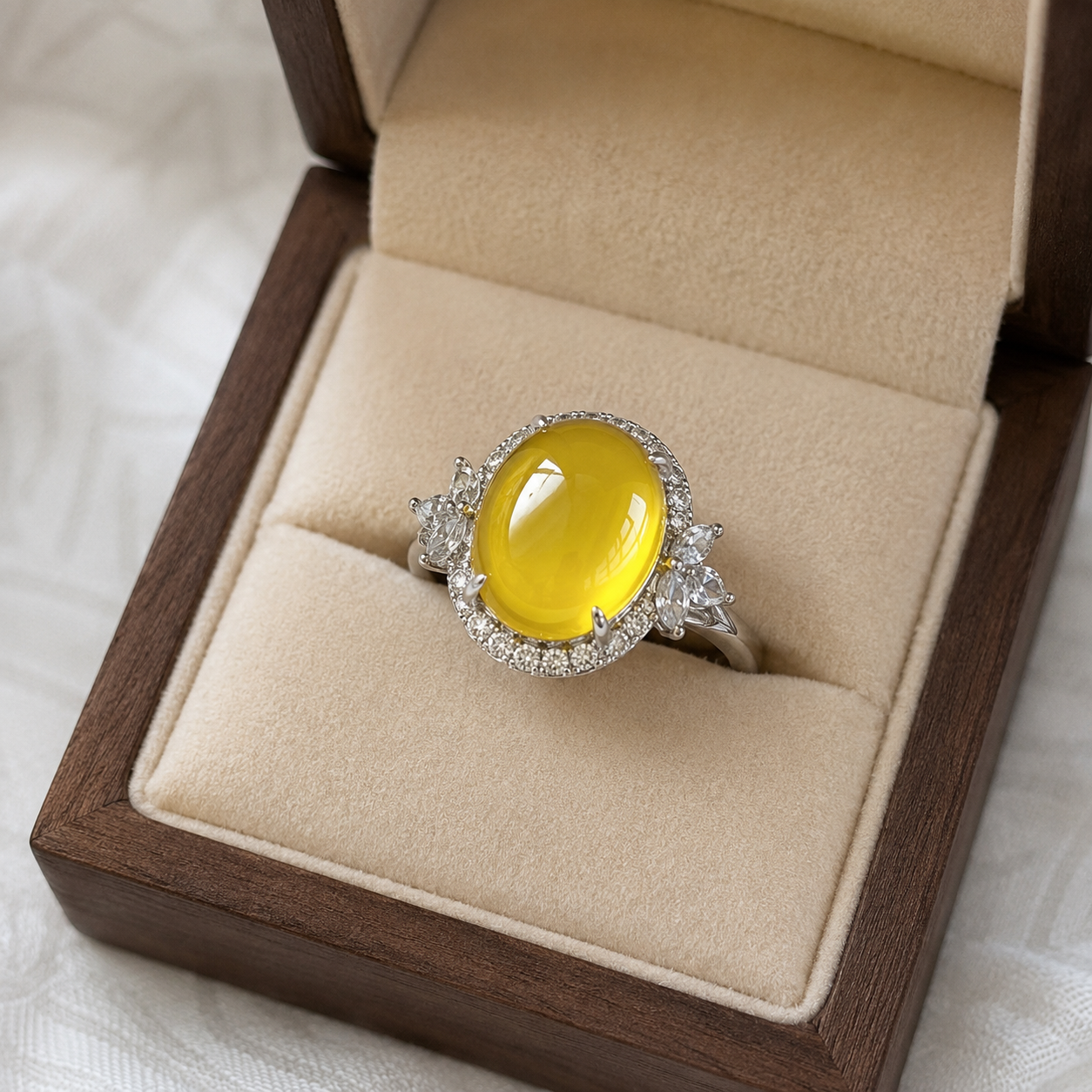 Icy Pink Jade Cabochon Ring (NJR376)