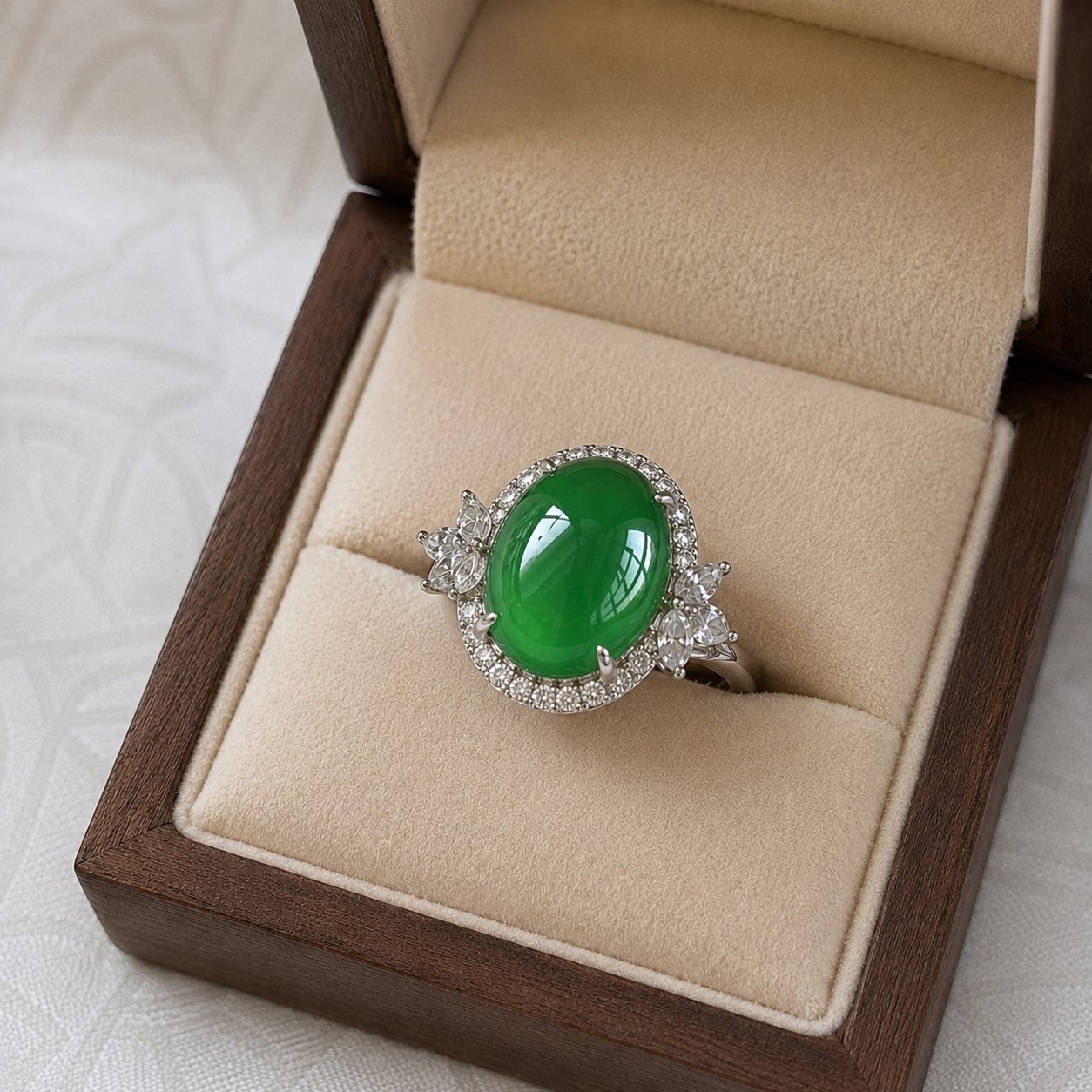 Icy Pink Jade Cabochon Ring (NJR376)