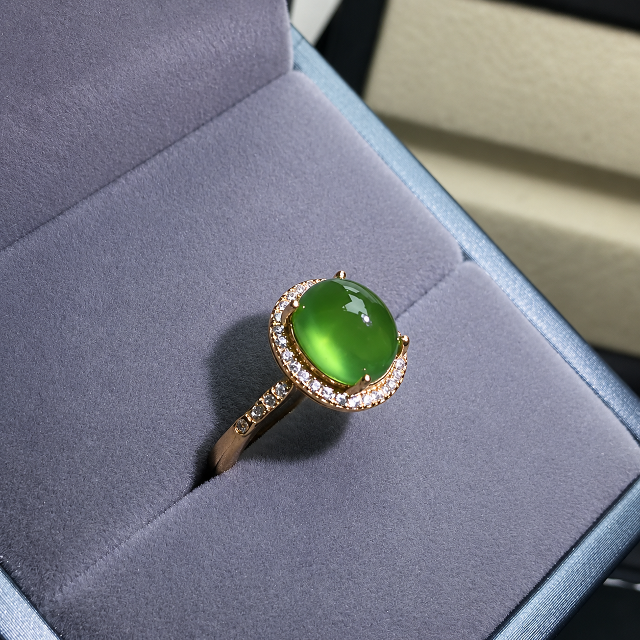 Icy Pink Jade Cabochon Ring (NJR376)