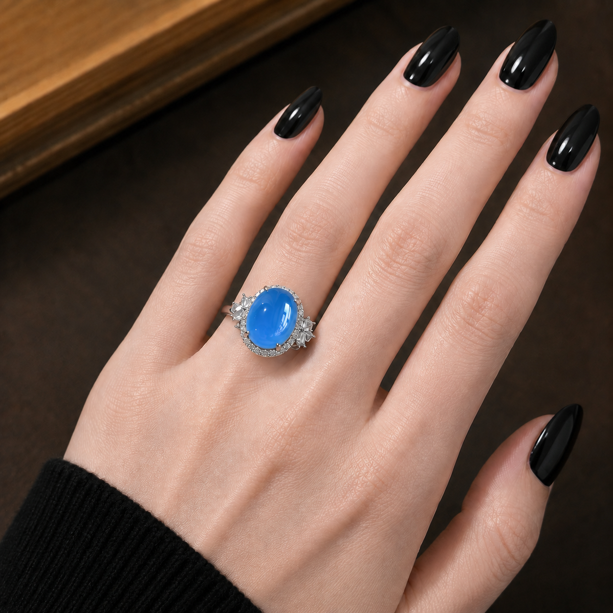 Icy Pink Jade Cabochon Ring (NJR376)
