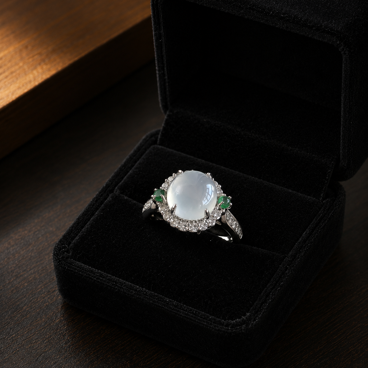 Icy Pink Jade Cabochon Ring (NJR376)