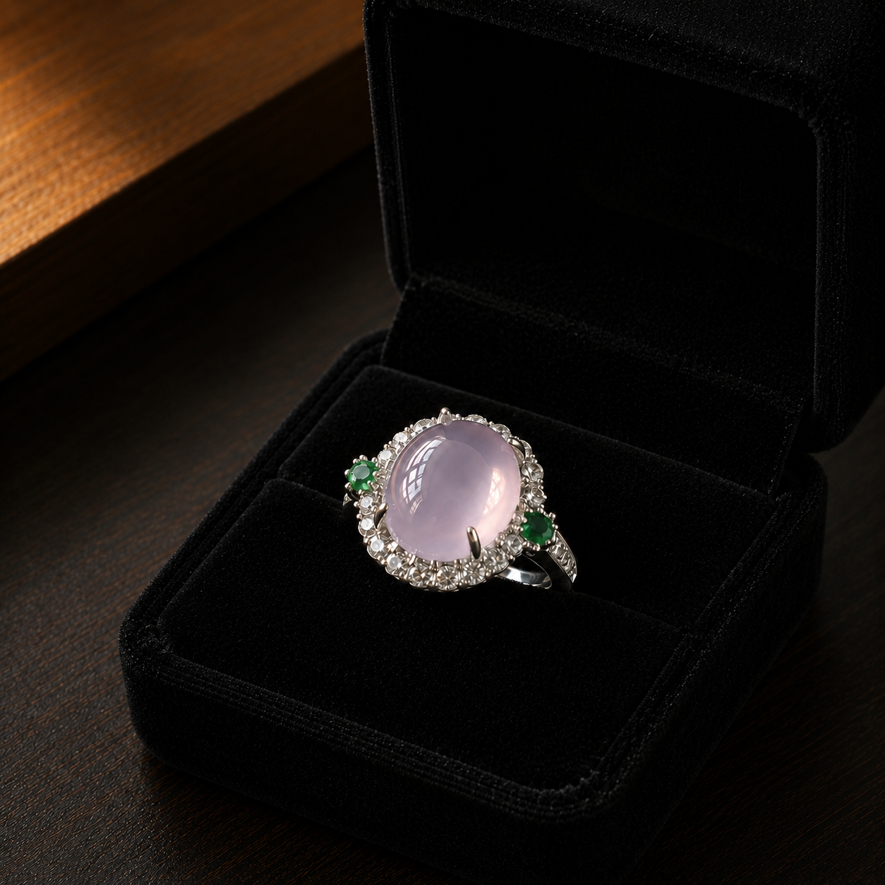 Icy Pink Jade Cabochon Ring (NJR376)