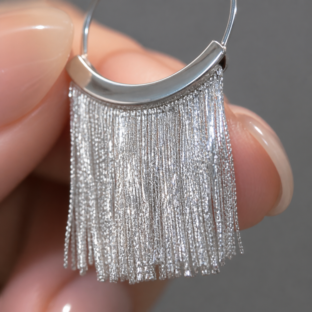 Long Silver Tassel Chain Fringe Drop Earrings – Elegant Waterfall Statement Earrings for Party & Wedding