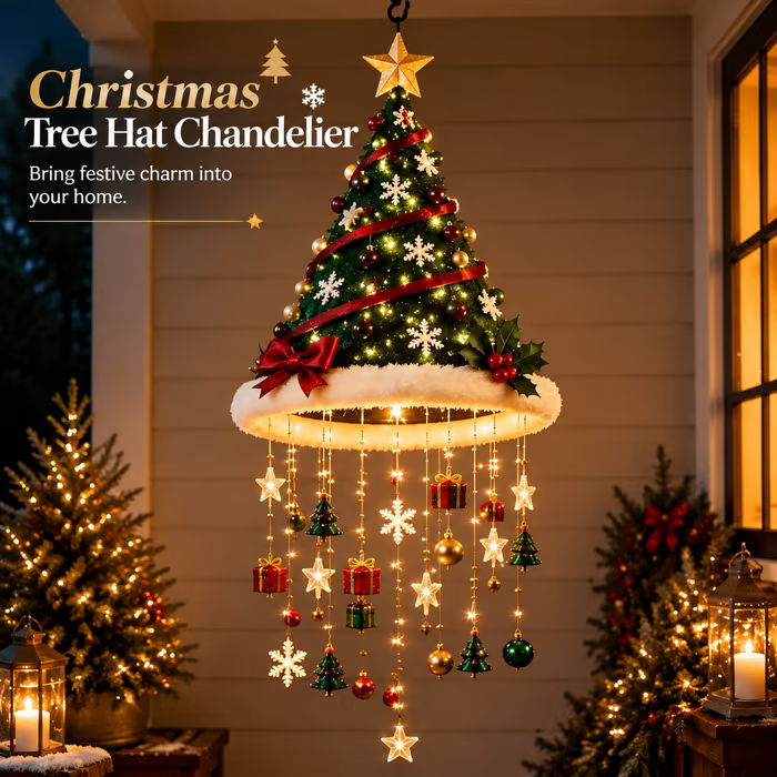 🎄 Christmas Hat Hanging Light with Light Effect