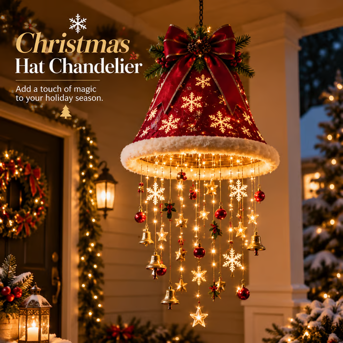 🎄 Christmas Hat Hanging Light with Light Effect