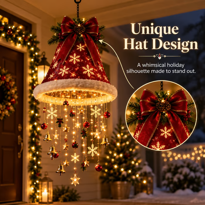 🎄 Christmas Hat Hanging Light with Light Effect