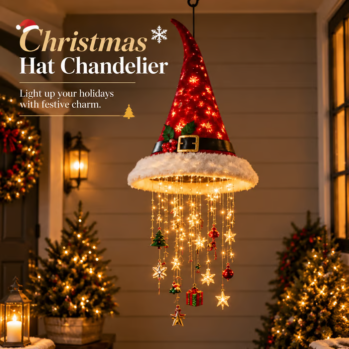 🎄 Christmas Hat Hanging Light with Light Effect