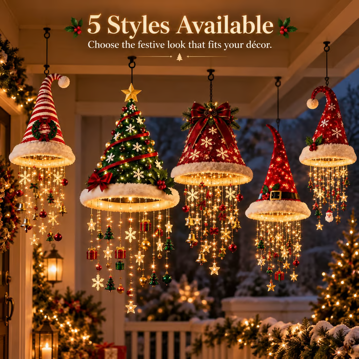 🎄 Christmas Hat Hanging Light with Light Effect