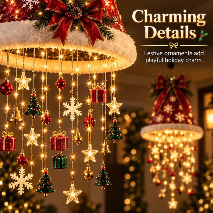 🎄 Christmas Hat Hanging Light with Light Effect