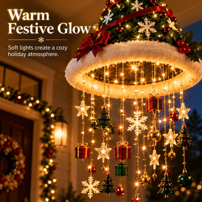 🎄 Christmas Hat Hanging Light with Light Effect