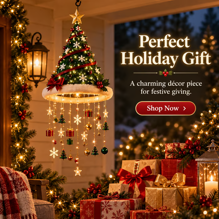 🎄 Christmas Hat Hanging Light with Light Effect
