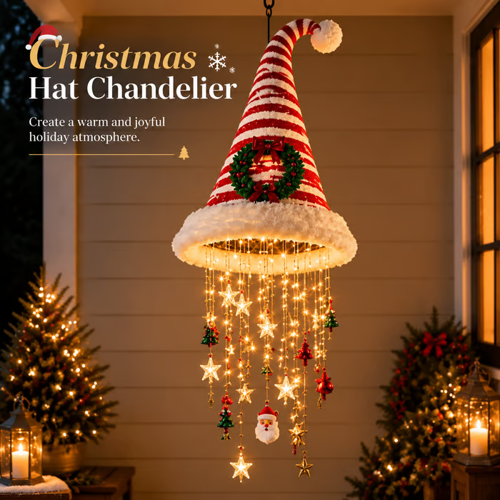 🎄 Christmas Hat Hanging Light with Light Effect
