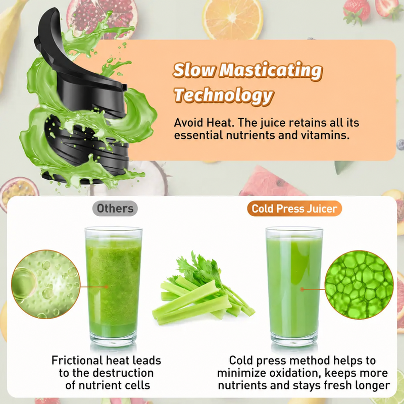 350W Cold Press Juicer with 5.4-Inch Wide Feed Chute