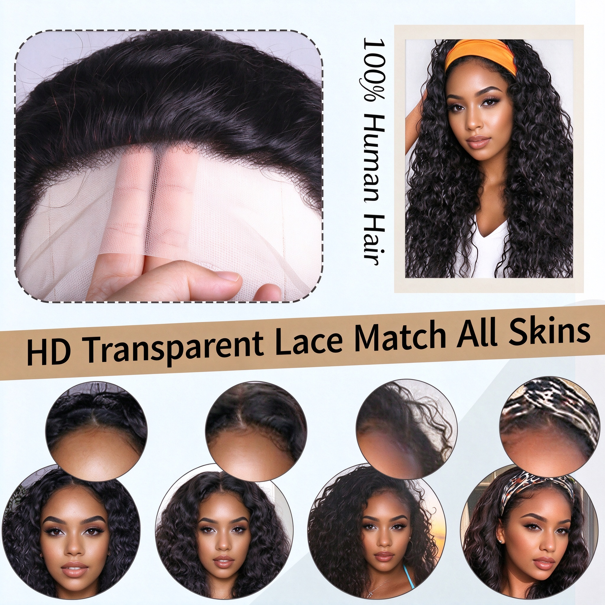 Wholesale 13x4 HD Transparent Lace Front Wigs 100% Unprocessed Virgin Human Hair Deep Curly Long Wigs Pre Plucked Natural Hairline Natural Black Bulk Supply for Black Women