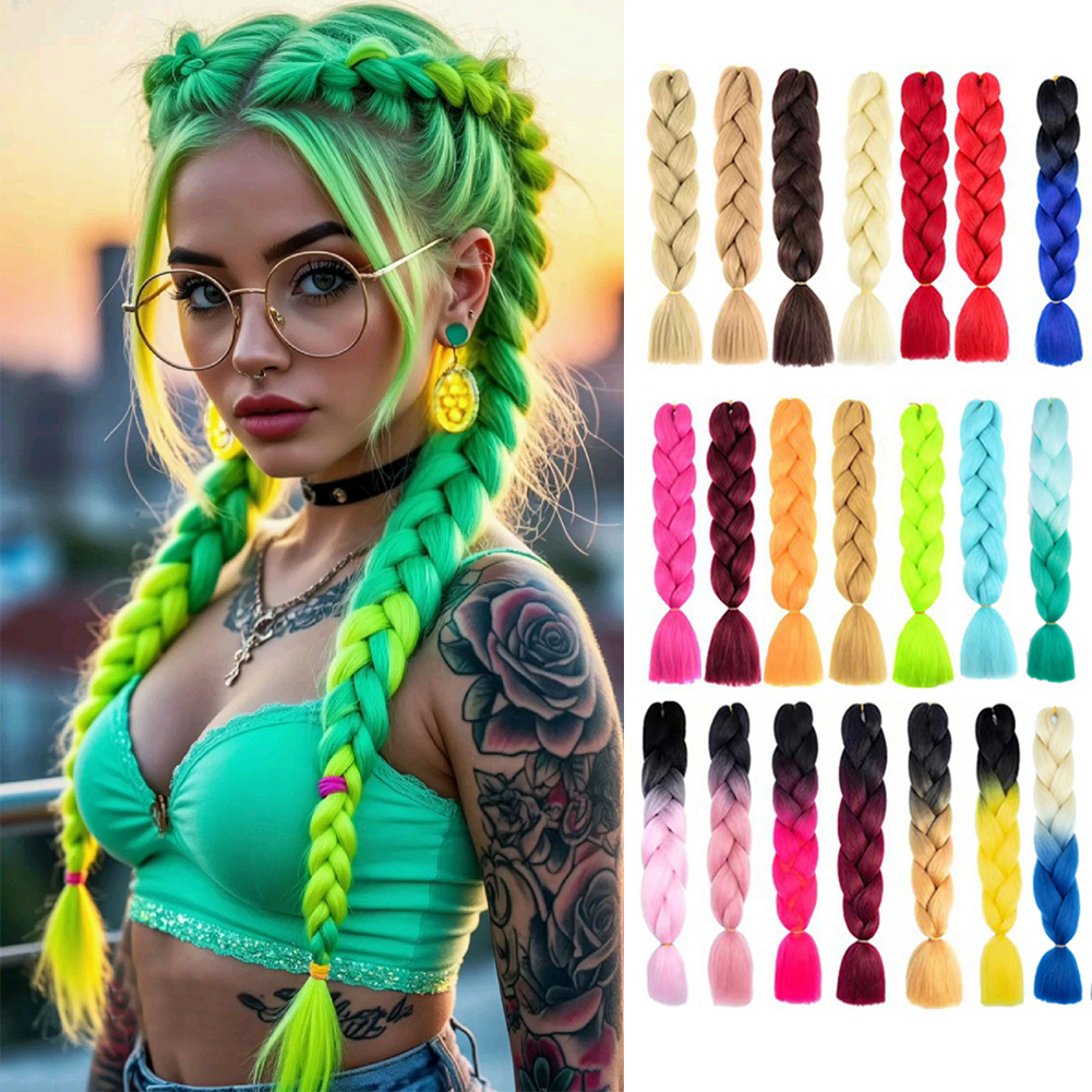 Wholesale & Custom Ombre Jumbo Braiding Hair, 24 Inch Yaki Texture Heat Resistant Synthetic Braiding Hair Extensions