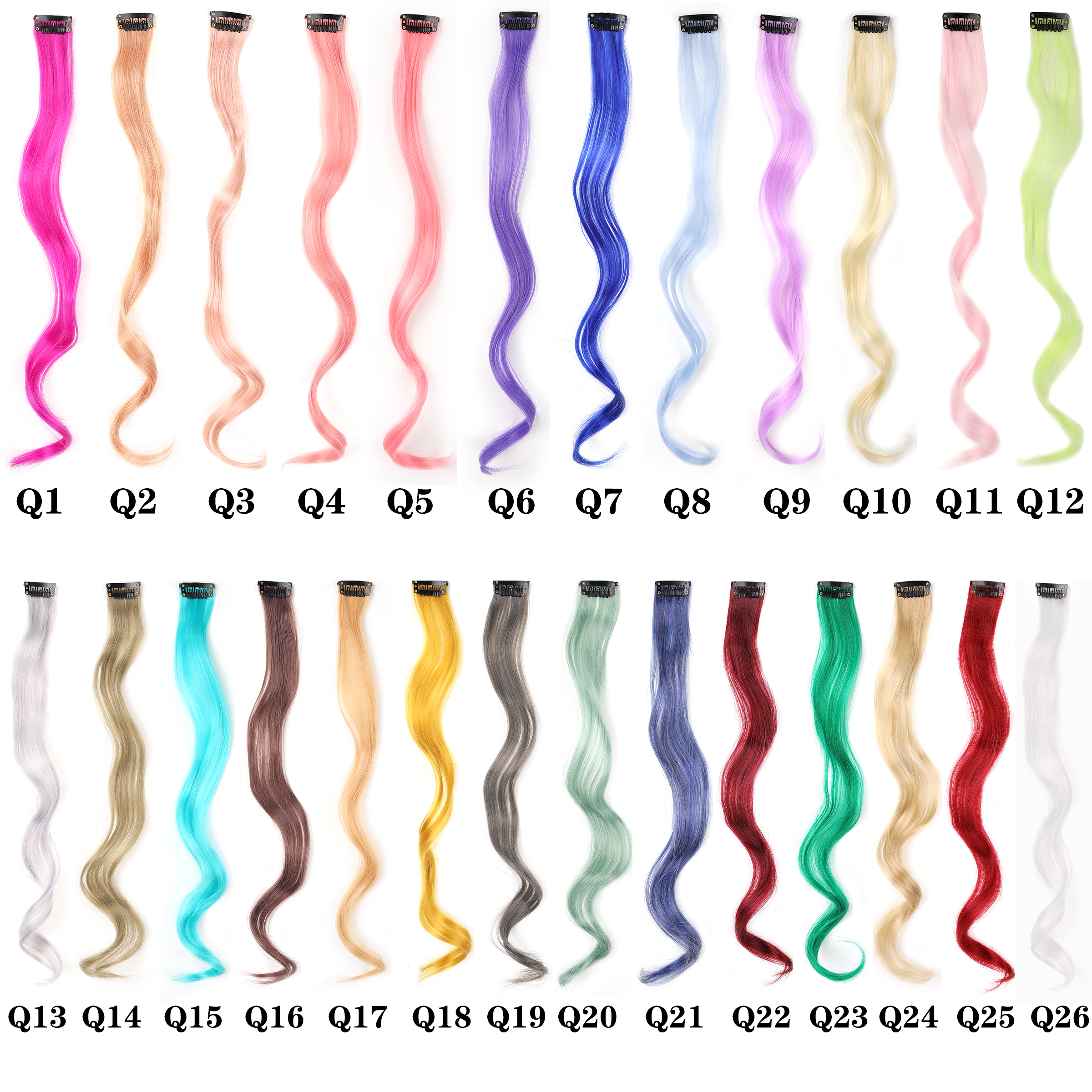 Wholesale & Custom Curly Wavy Colored Clip in Hair Extensions, 20 Inch  Premium Synthetic Wavy Highlight Hair Pieces