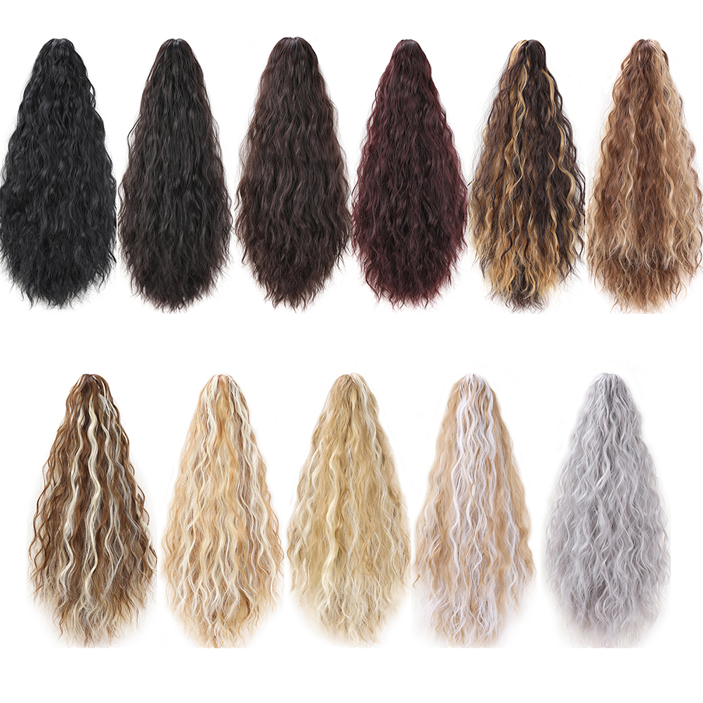 Wholesale & Custom Water Wavy Claw Clip Ponytail, 20 Inch Synthetic Hair Ponytail Extension