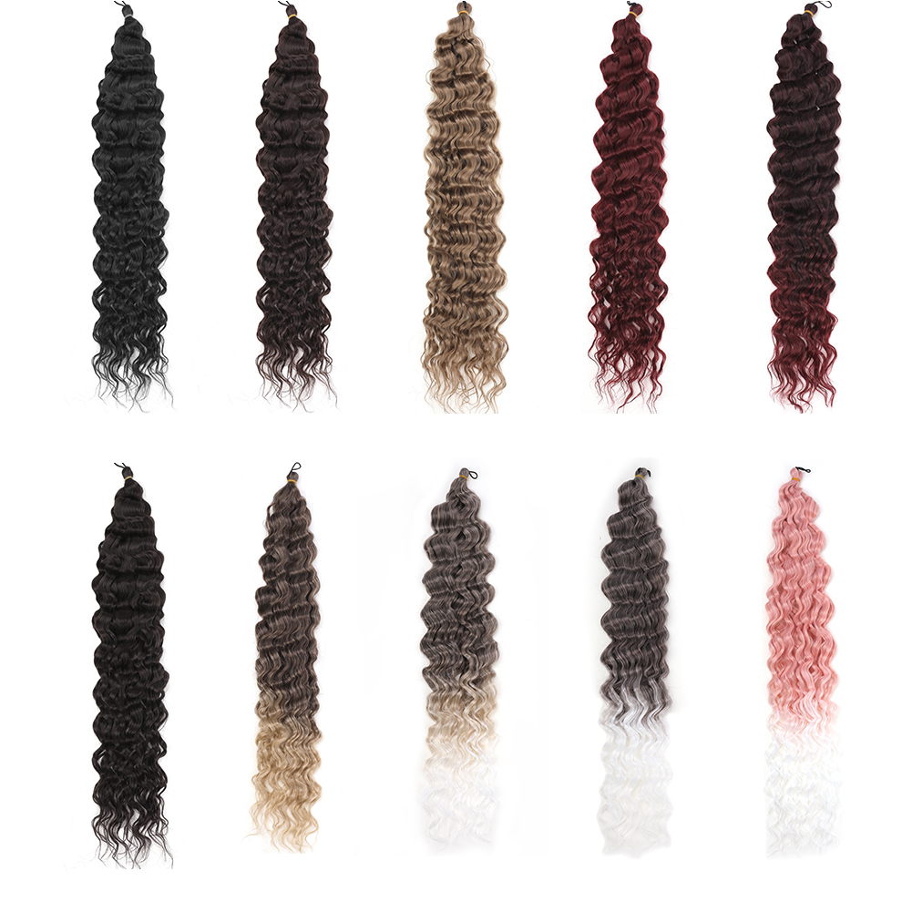Wholesale & Custom 30 Inch Water Wave Crochet Braiding Hair, Pre-Looped Synthetic Hair Extensions