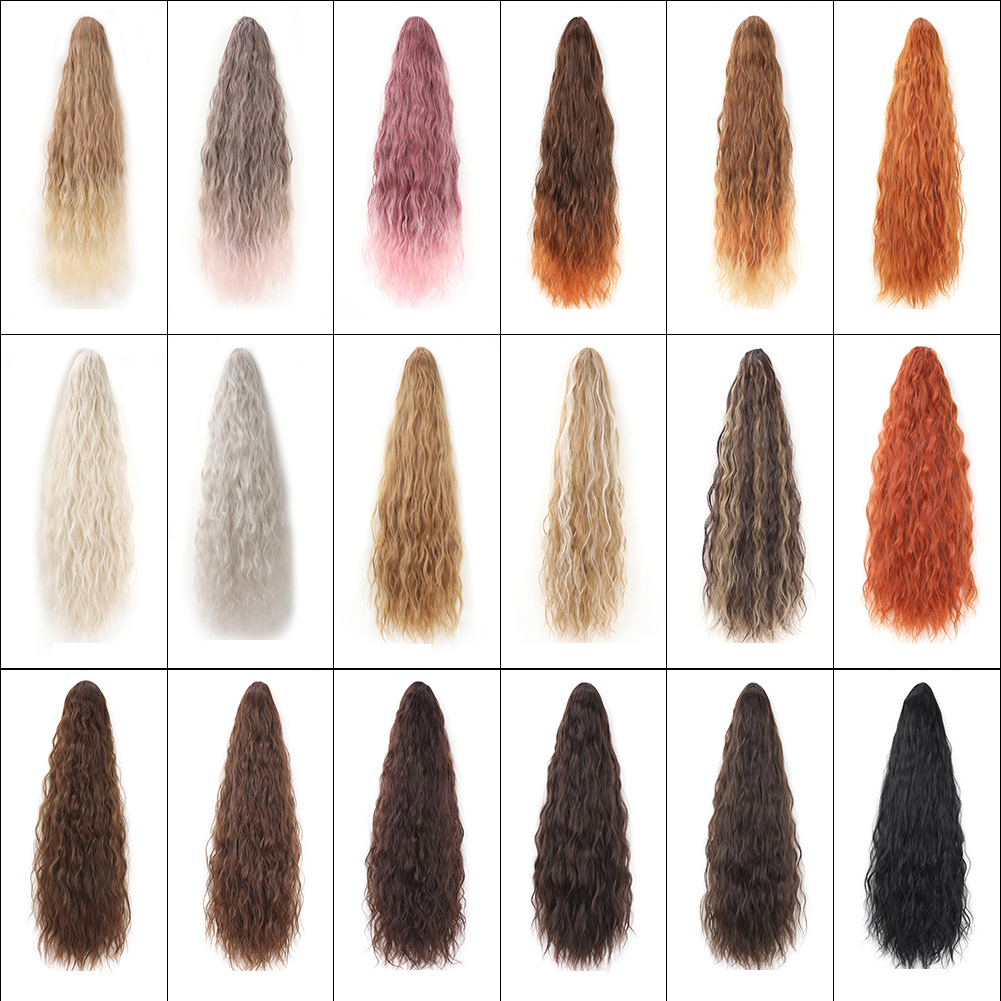 Wholesale & Custom 24 Inch Water Wave Drawstring Ponytail, Synthetic Wavy Ponytail Hair Extension
