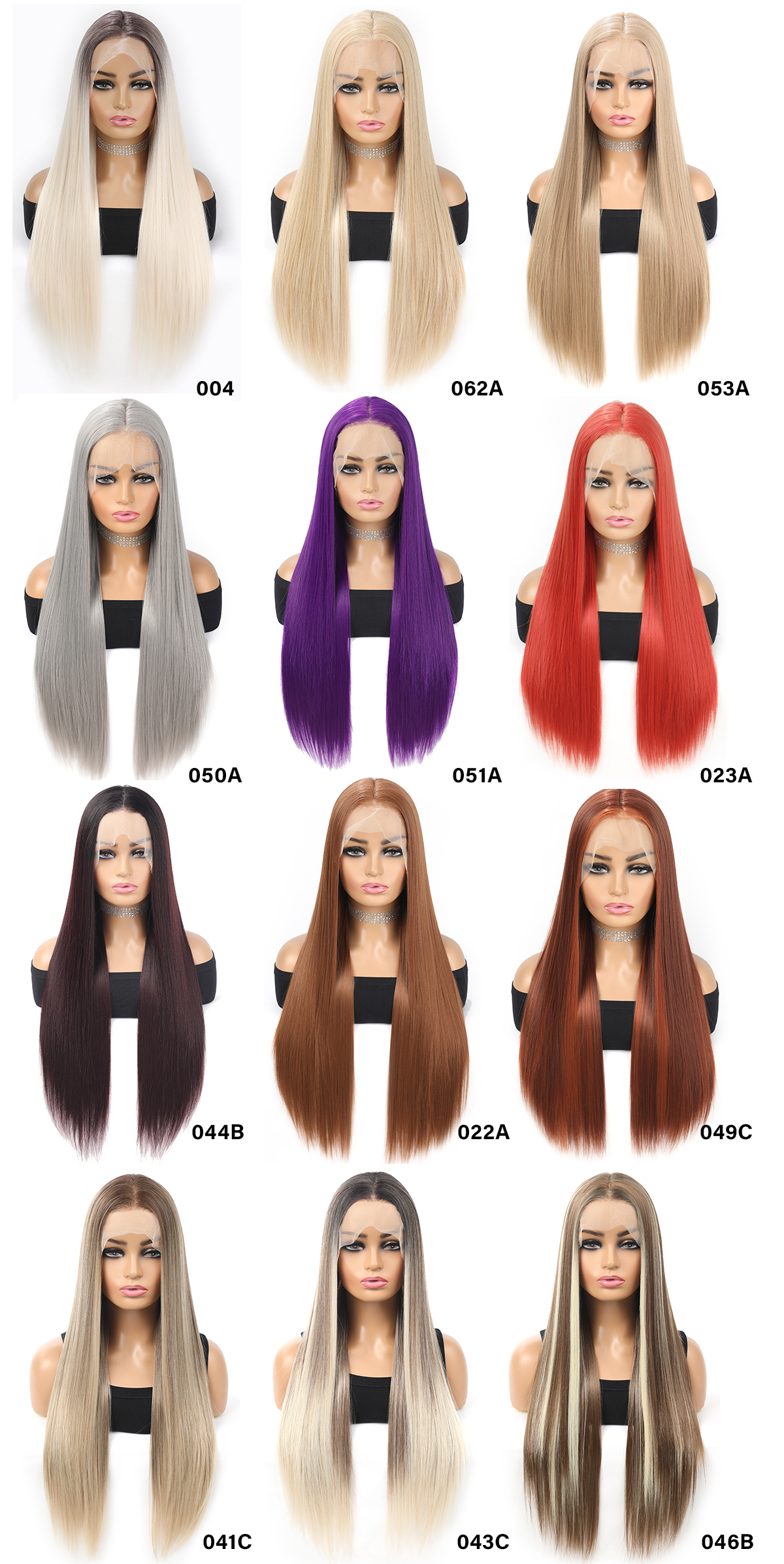 Wholesale & Custom 13x4 HD Lace Front Straight Wig, 26 Inch Long Sleek Synthetic Lace Wig with Natural Hairline