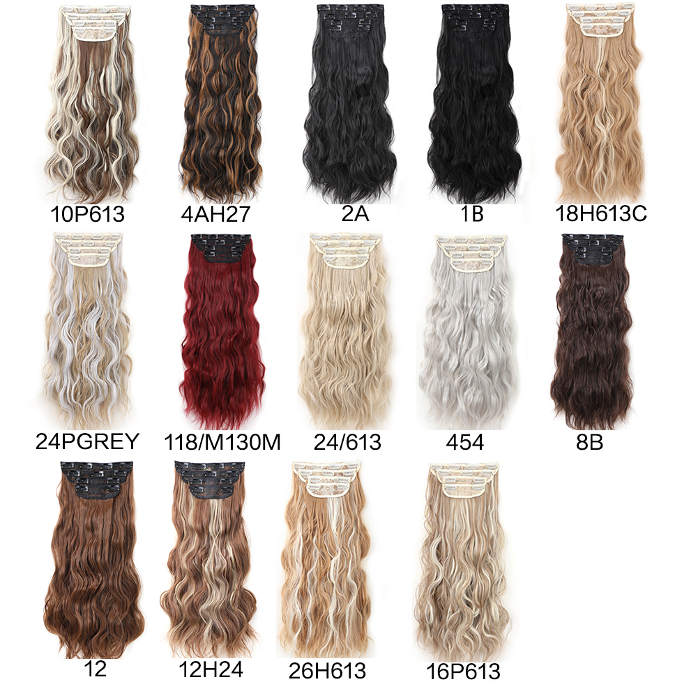 Wholesale & Custom 4PCS Wavy Clip in Hair Extensions, Premium Synthetic Clip-on Hair Extensions with Breathable Lace Base