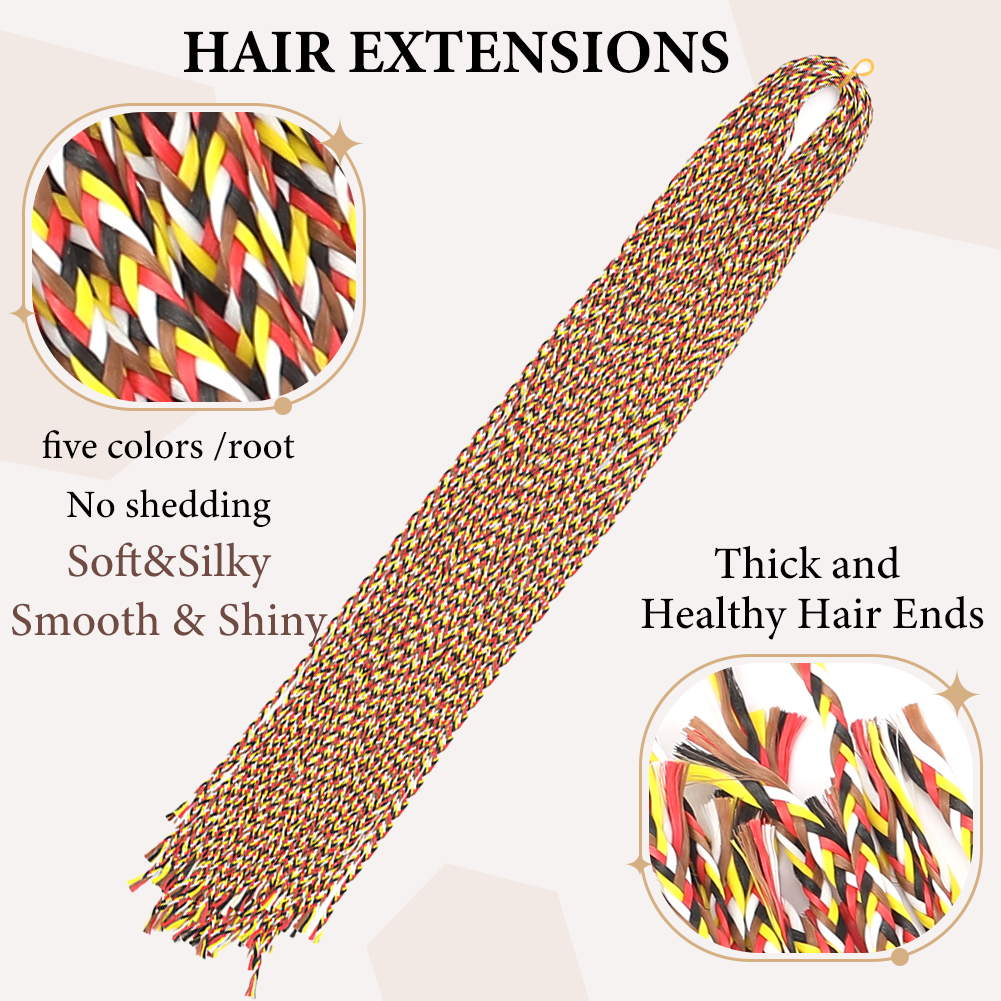 Wholesale & Custom 5-Color Mix Box Braid Crochet Hair, 24 Inch Pre-Looped Synthetic Braiding Hair Extensions