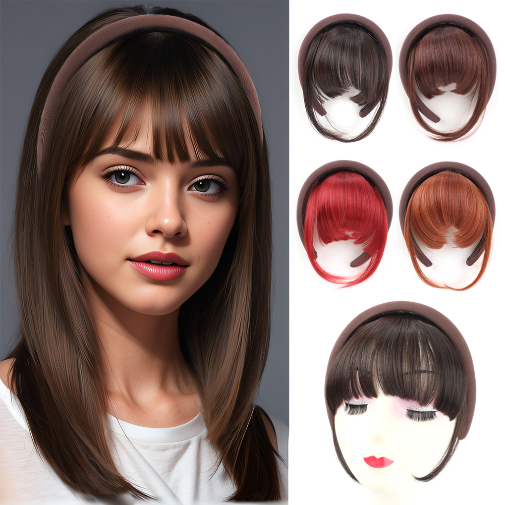 Wholesale & Custom Sponge Padded Headband Bangs, Removable Synthetic Fringe Hairpiece