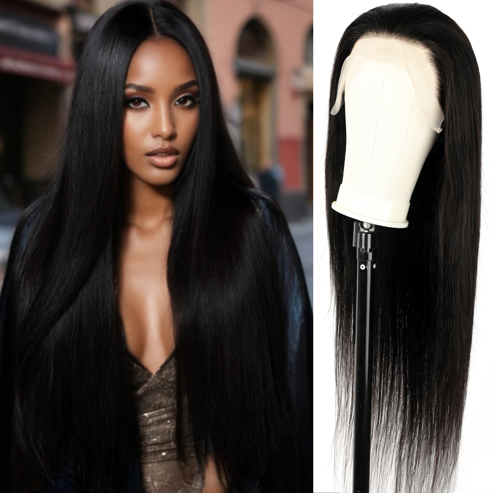 Wholesale & Custom 13×4 Lace Front Long Straight Wig 100% Human Hair Natural Black Straight Wigs