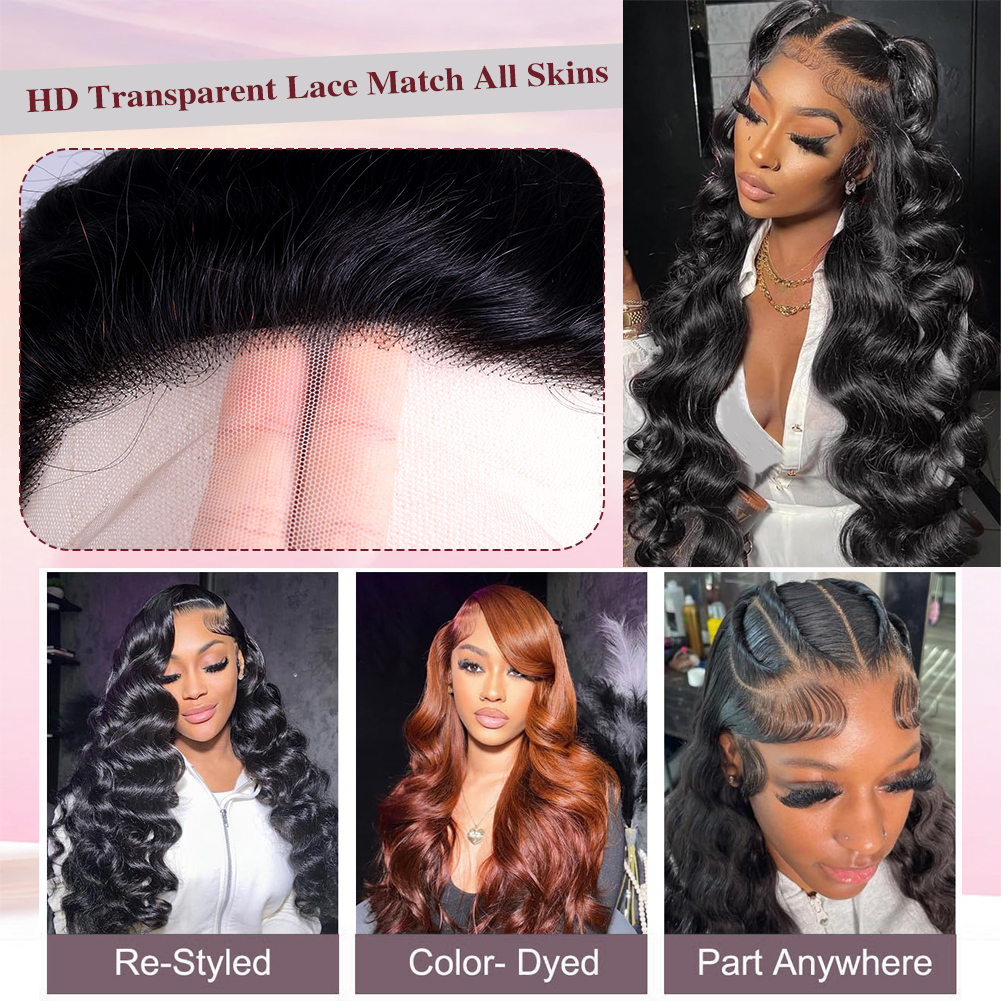 Wholesale & Custom 13×4 Lace Front Body Wave Wig 100% Human Hair Natural Black Long Wigs