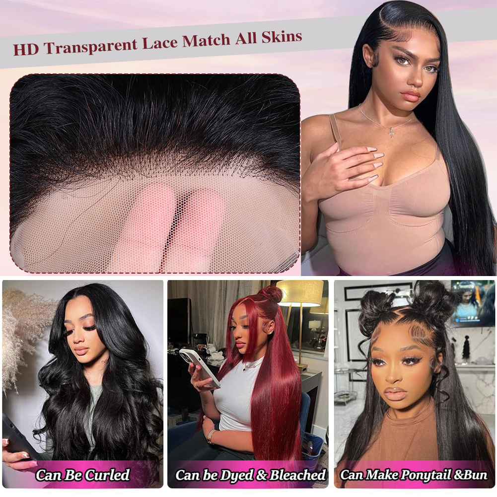 Wholesale & Custom 13×4 Lace Front Long Straight Wig 100% Human Hair Natural Black Straight Wigs