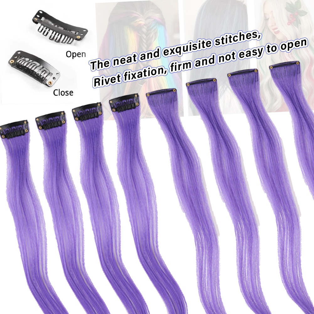 Wholesale & Custom Curly Wavy Colored Clip in Hair Extensions, 20 Inch  Premium Synthetic Wavy Highlight Hair Pieces