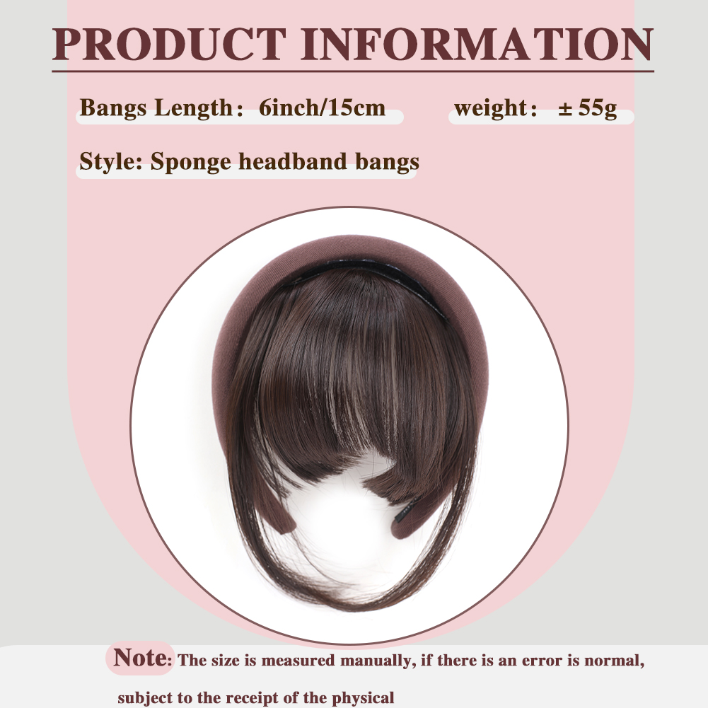 Wholesale & Custom Sponge Padded Headband Bangs, Removable Synthetic Fringe Hairpiece